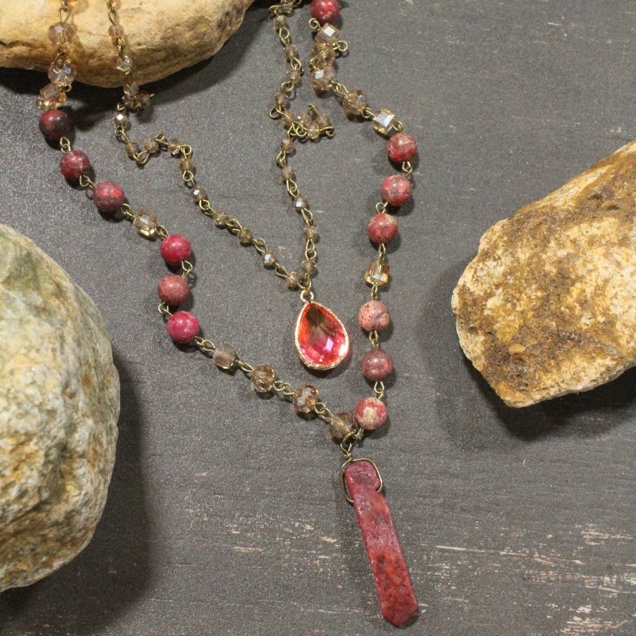 Best In Show Cherry Stone Layered Necklace - Juli's Wearable Art