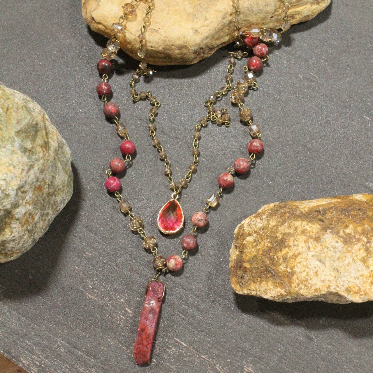 Best In Show Cherry Stone Layered Necklace - Juli's Wearable Art