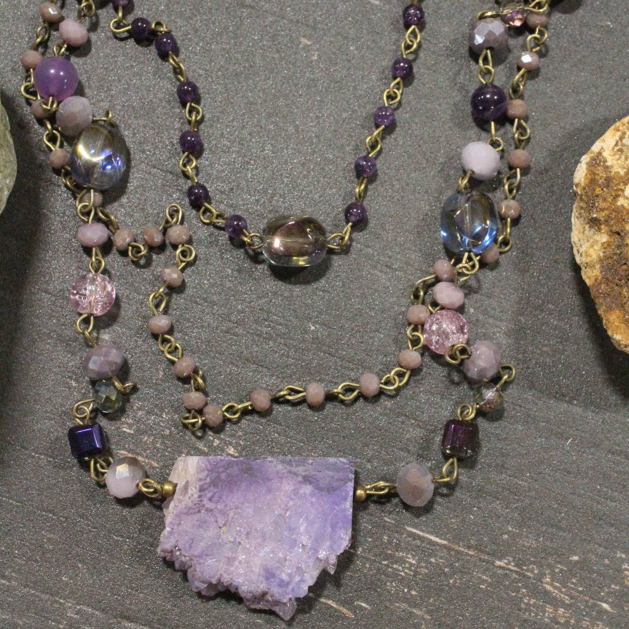 Best In Show Plum Stone Layered Necklace - Juli's Wearable Art