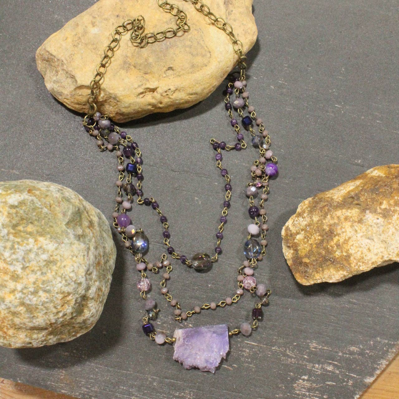 Best In Show Plum Stone Layered Necklace - Juli's Wearable Art