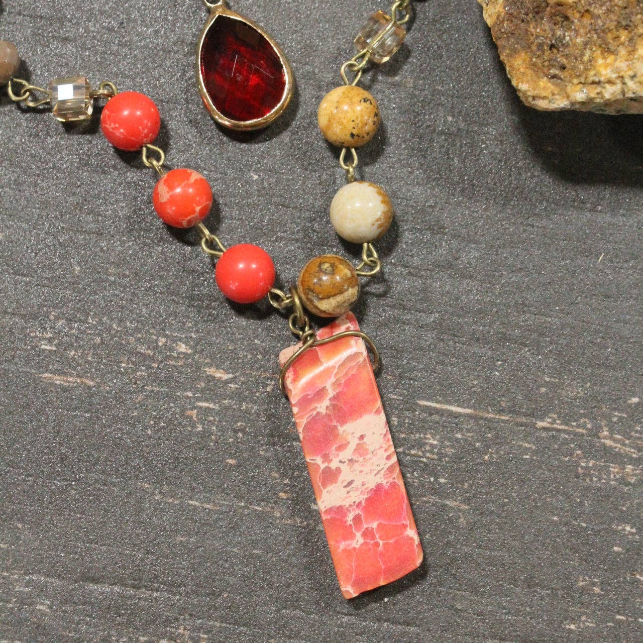 Best In Show Red Stone Layered Necklace - Juli's Wearable Art