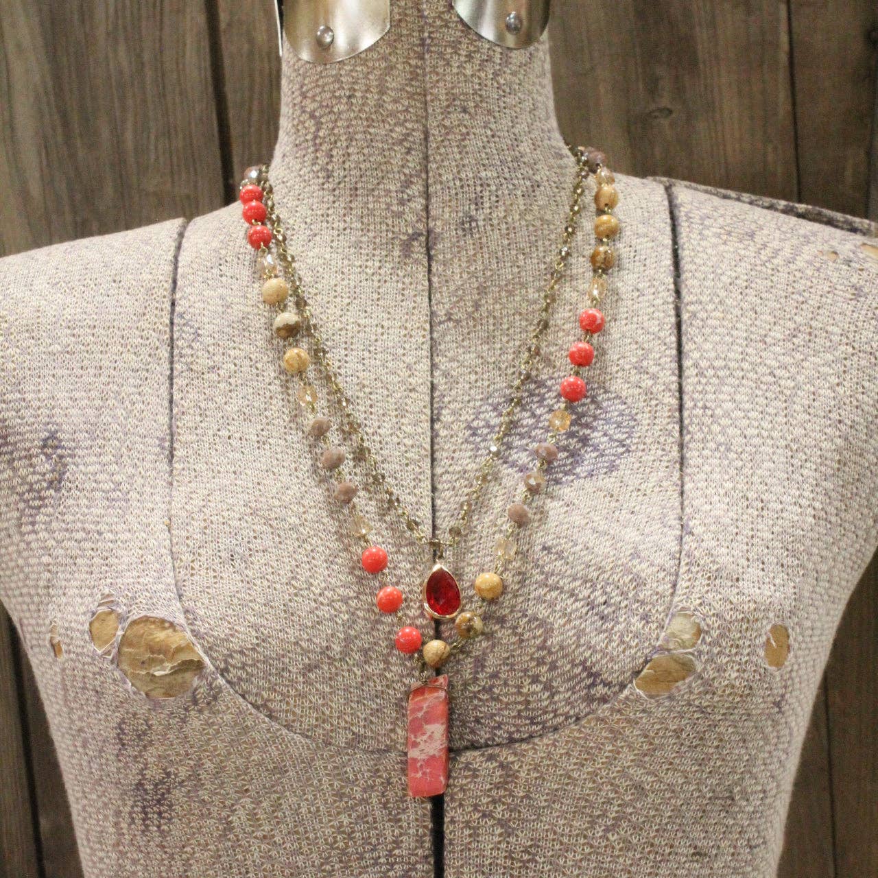Best In Show Red Stone Layered Necklace - Juli's Wearable Art