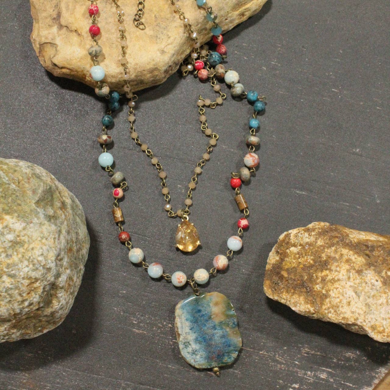 Best In Show Summer Time Stone Layered Necklace - Juli's Wearable Art
