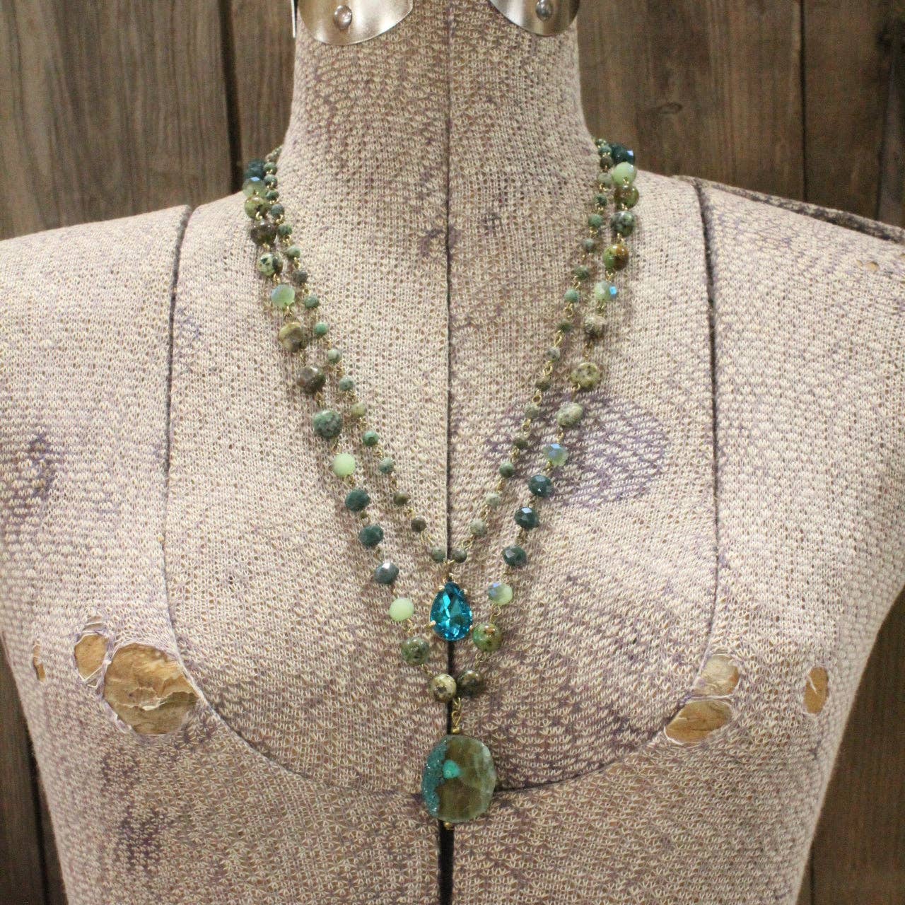 Best In Show Turning Green Stone Layered Necklace - Juli's Wearable Art