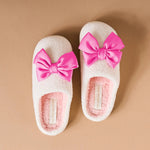 Betty Bow Fuzzy Slippers - Hot Pink - Juli's Wearable Art