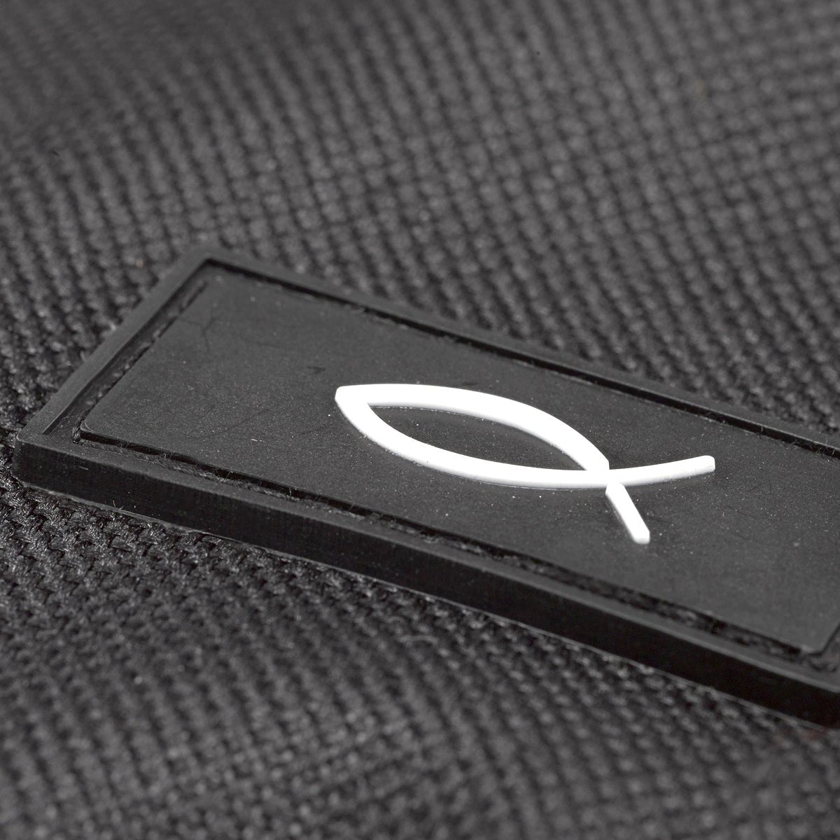 Black Bible Cover in Polyester with Fish Badge