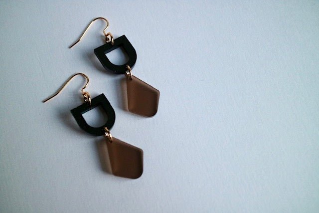 Black & Coffee Acrylic Double Dainty Earrings - Juli's Wearable Art