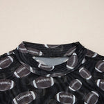 Black Football Game Day Mesh Mock Neck Top - Juli's Wearable Art