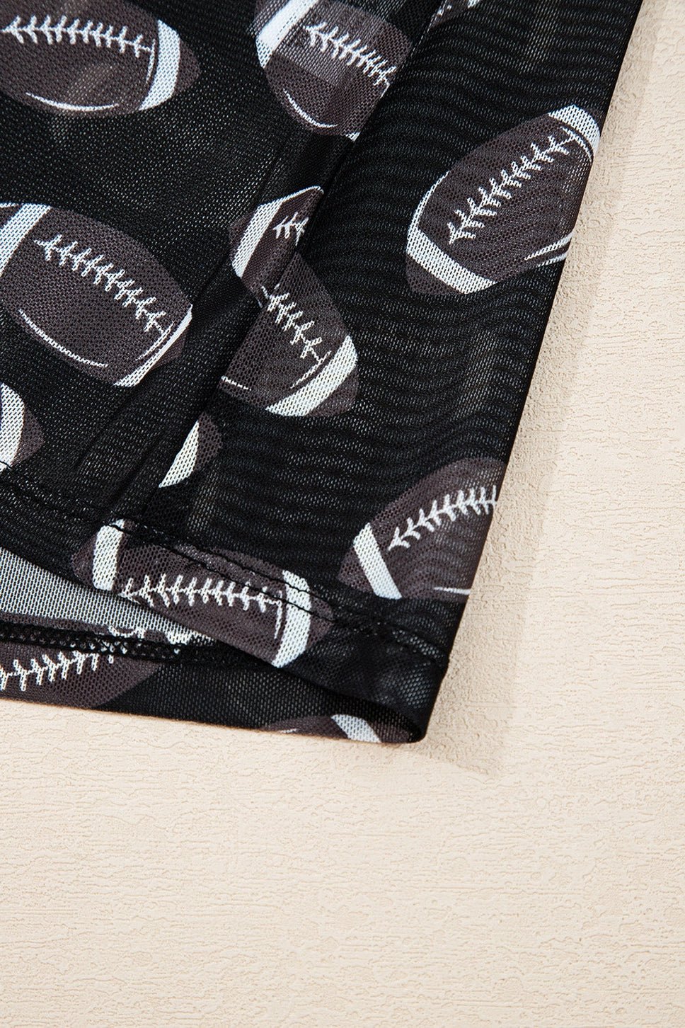 Black Football Game Day Mesh Mock Neck Top - Juli's Wearable Art