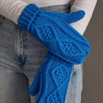 Blue Cable Knit Mittens - Juli's Wearable Art