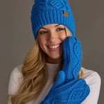 Blue Cable Knit Mittens - Juli's Wearable Art