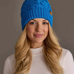 Blue Pattern Knit Pom Hat - Juli's Wearable Art