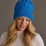 Blue Pattern Knit Pom Hat - Juli's Wearable Art