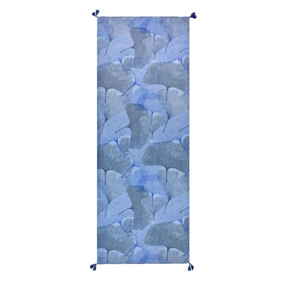 Blue Weeping Wonder Screen-Printed Gingko Scarf