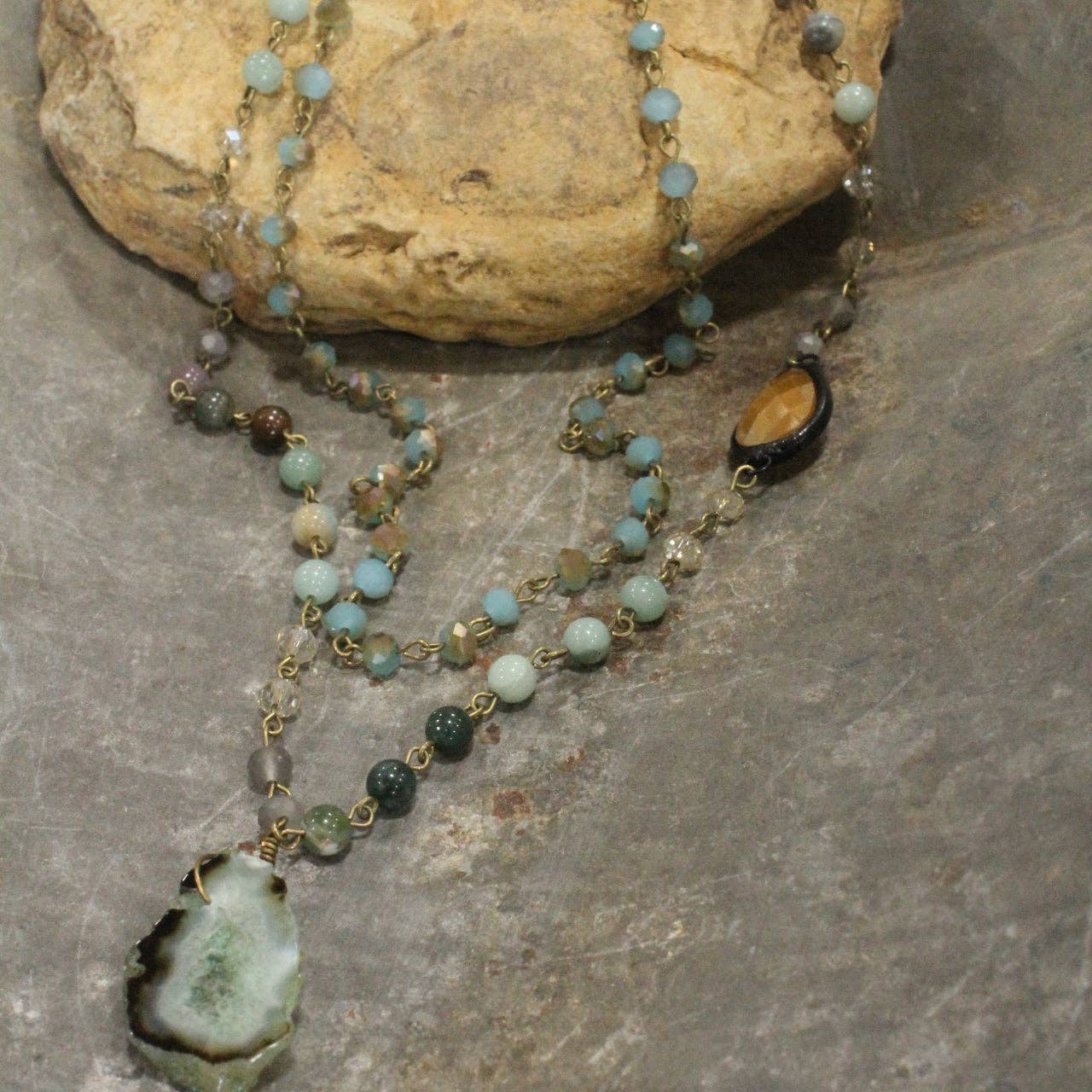 Bohemian Layered Switchable Lengths Stone & Crystal Necklace - Juli's Wearable Art