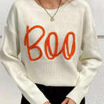 Boo Halloween Knit Sweater – Cozy Fall Pullover - Juli's Wearable Art