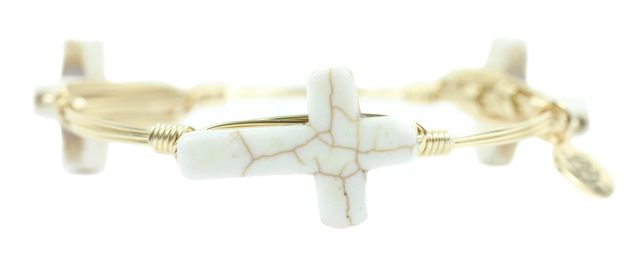 Bourbon & Boweties - Etta Stone Cross Bangle Bracelet - Juli's Wearable Art