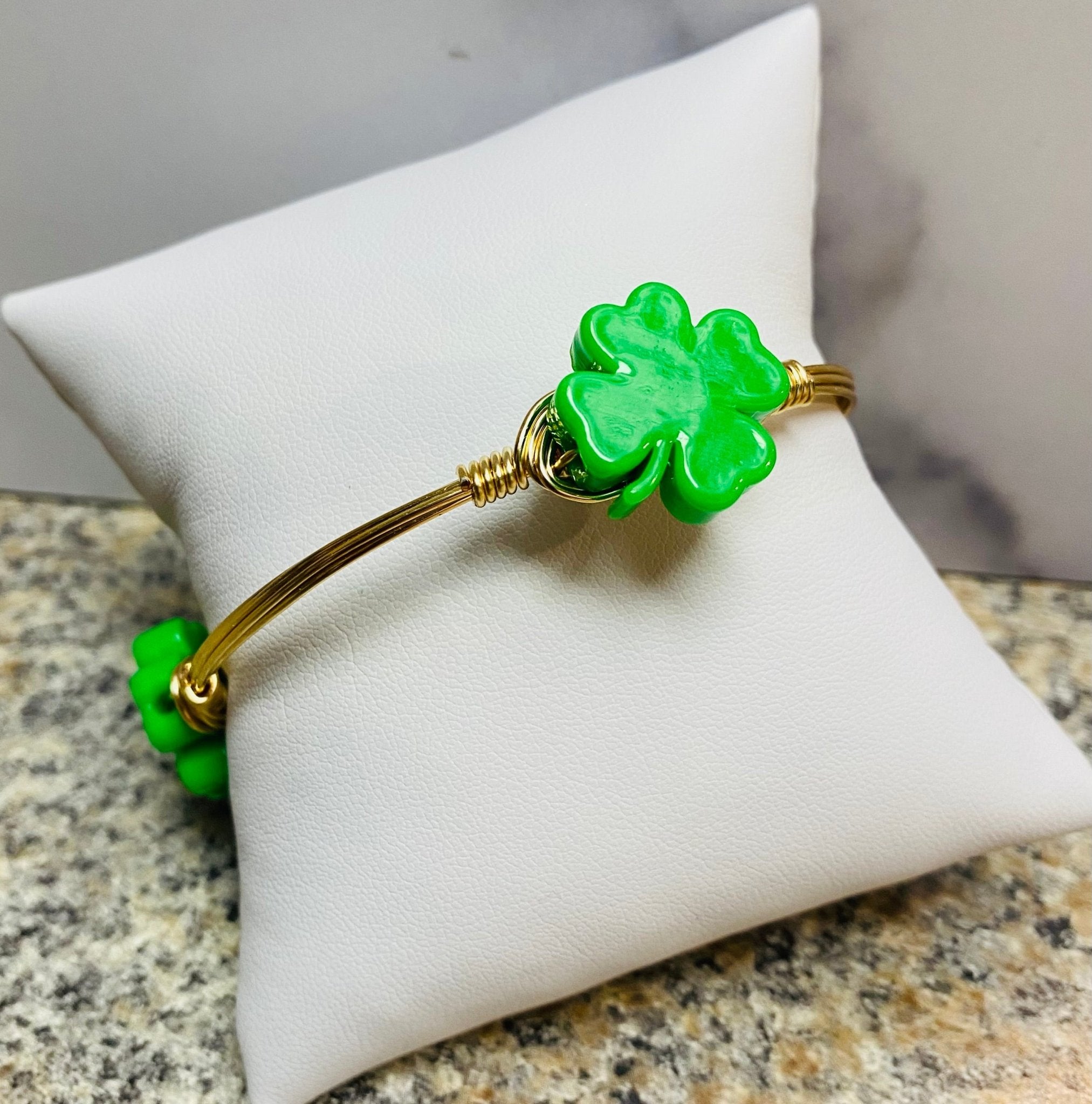 Bourbon & Boweties - Green Shamrock Bangle Bracelet - Juli's Wearable Art