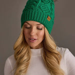 Bright Green Pattern Knit Pom Hat - Juli's Wearable Art