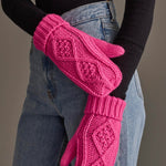 Bright Pink Cable Knit Mittens - Juli's Wearable Art