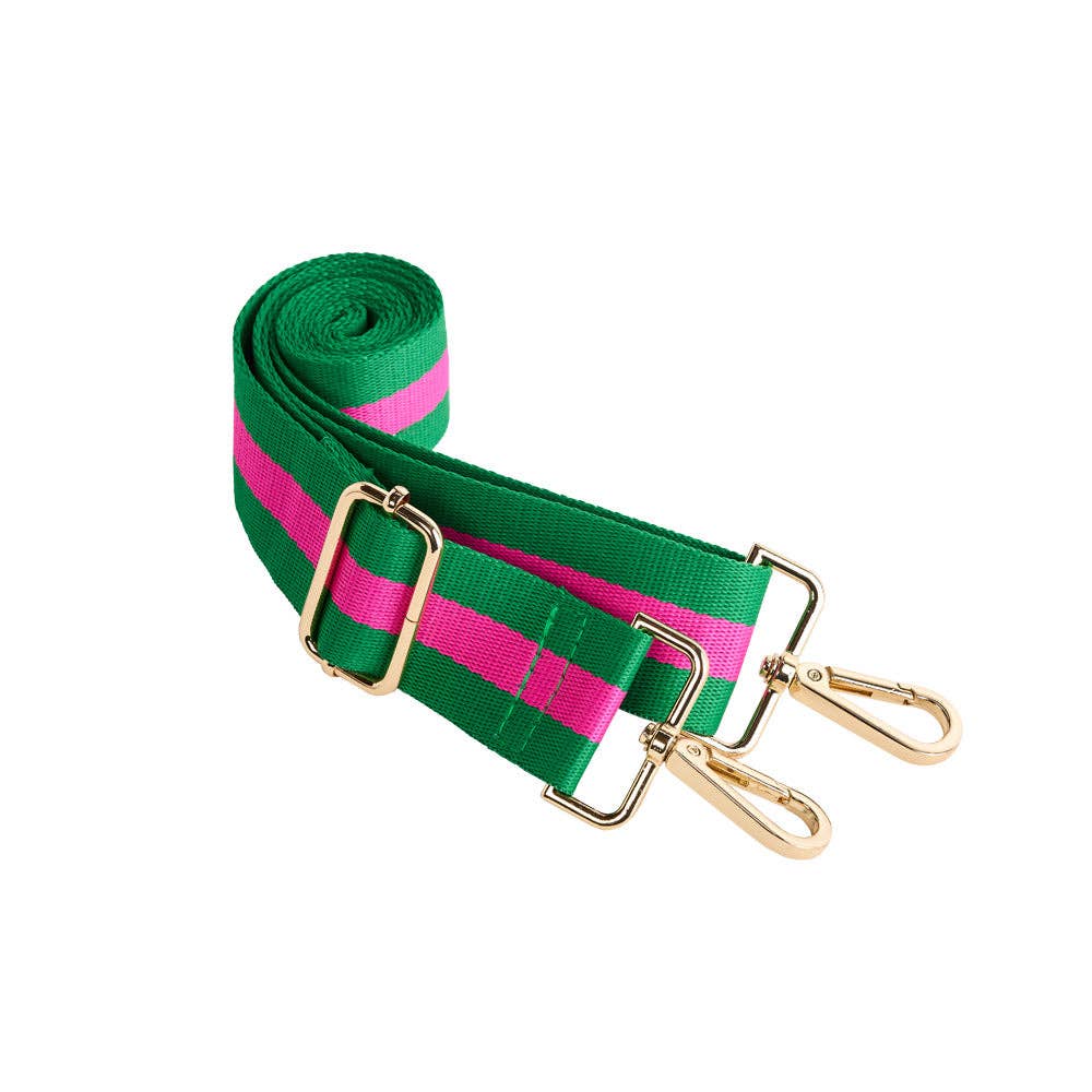 Bright Pink HydroBag® Handle™ with Pink and Green Striped Strap - Juli's Wearable Art