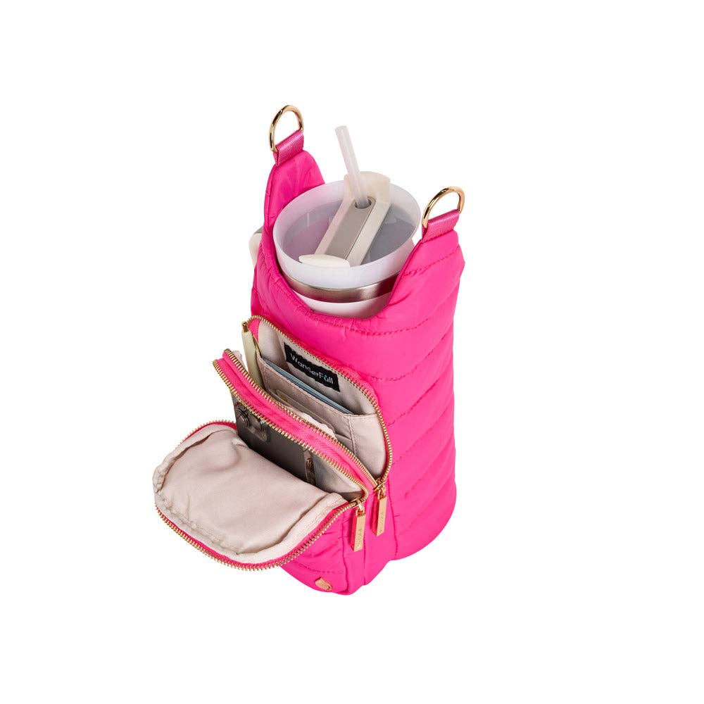 Bright Pink HydroBag® Handle™ with Pink and Green Striped Strap - Juli's Wearable Art