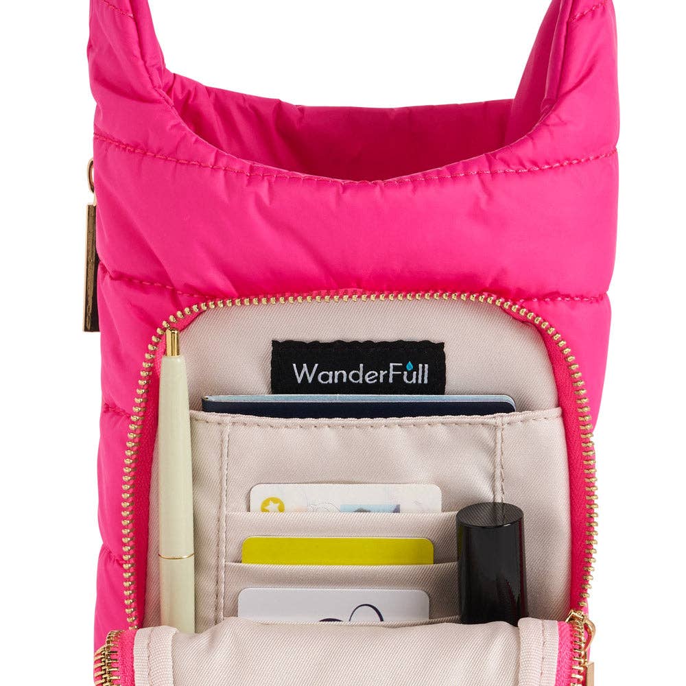 Bright Pink HydroBag® Handle™ with Pink and Green Striped Strap - Juli's Wearable Art