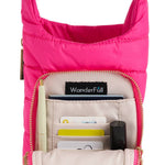 Bright Pink HydroBag® Handle™ with Pink and Green Striped Strap - Juli's Wearable Art