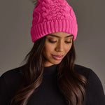 Bright Pink Pattern Knit Pom Hat - Juli's Wearable Art