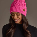Bright Pink Pattern Knit Pom Hat - Juli's Wearable Art