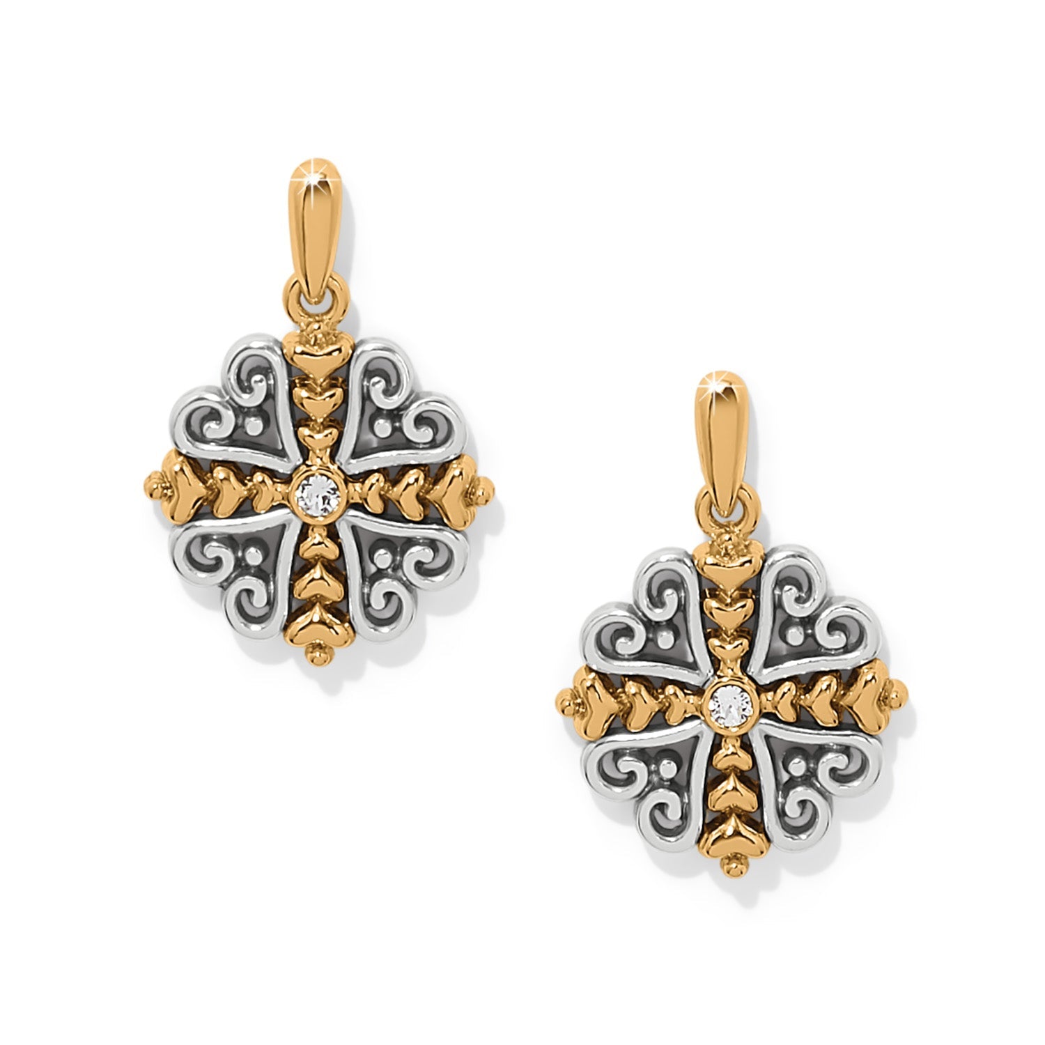 Brighton Alcazar Heart Two Tone Post Drop Earrings - Juli's Wearable Art