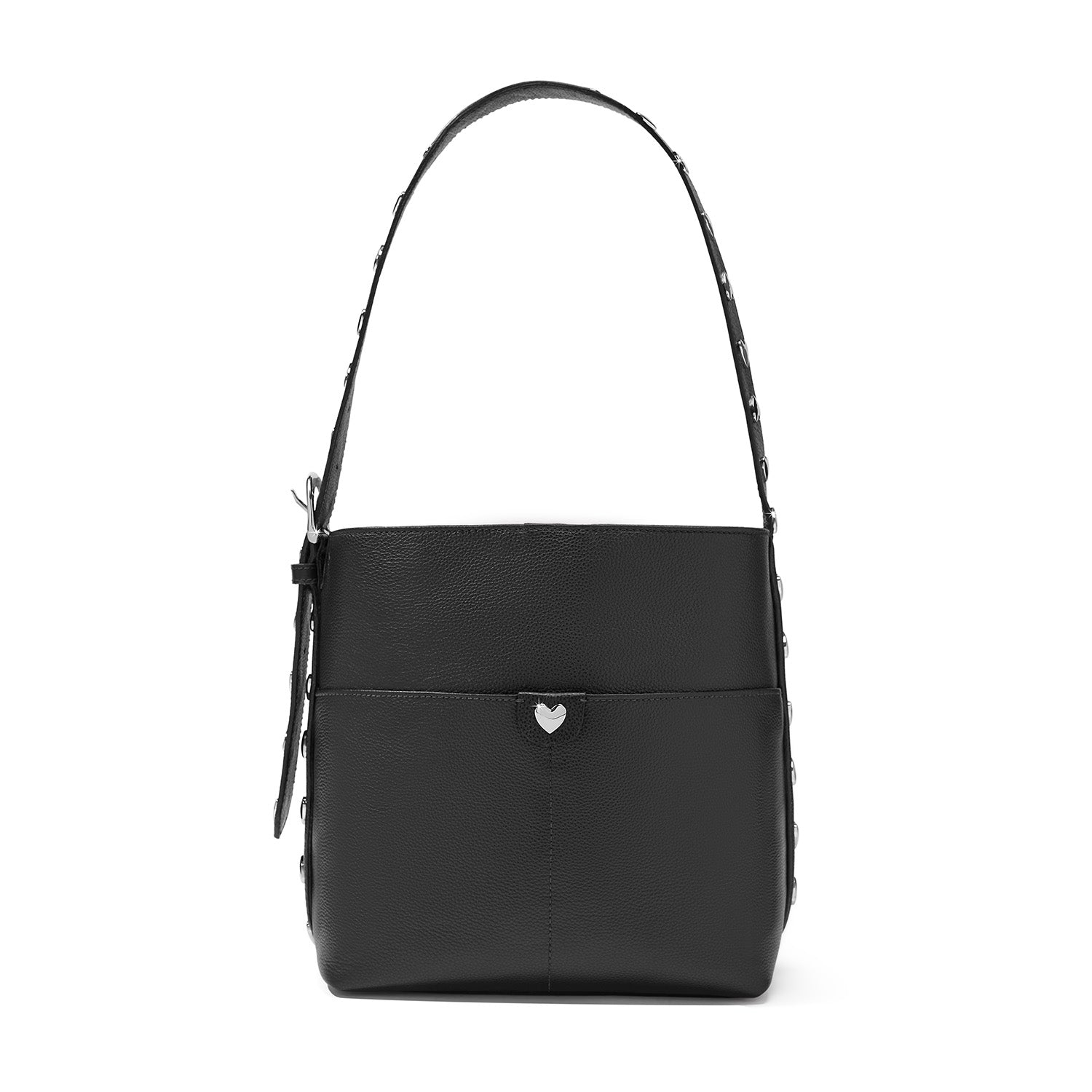 Brighton Amari Shoulder Bag in Black Pebbled Leather