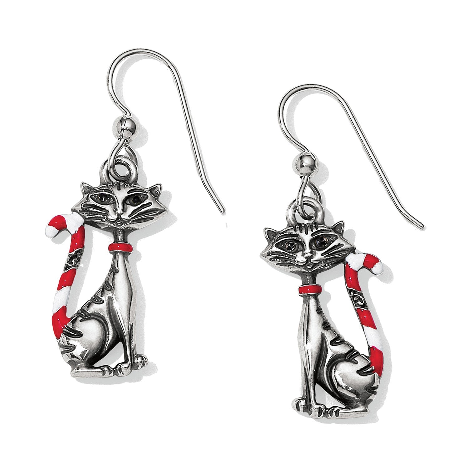 Brighton Candy Cane Cat Earrings