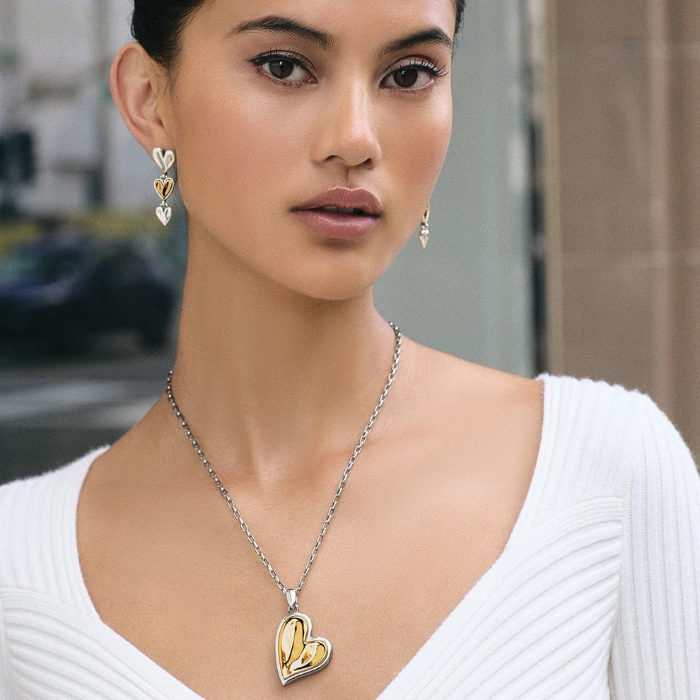 Brighton Cascade Heart Trio Post Drop Earrings – Silver - Gold - Juli's Wearable Art