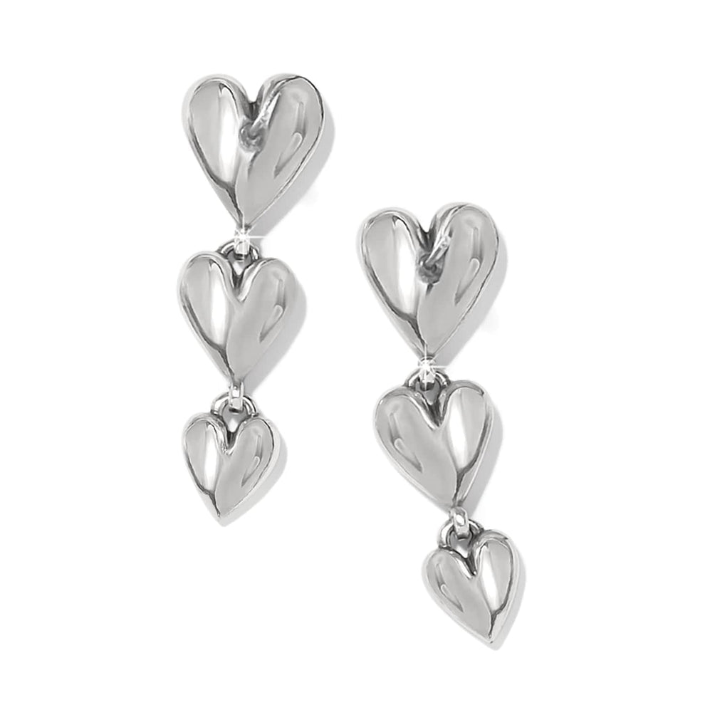 Brighton Cascade Heart Trio Post Drop Earrings – Silver - Gold - Juli's Wearable Art