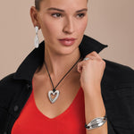 Brighton Cascade Open Heart Cord Necklace – Silver - Black - Juli's Wearable Art