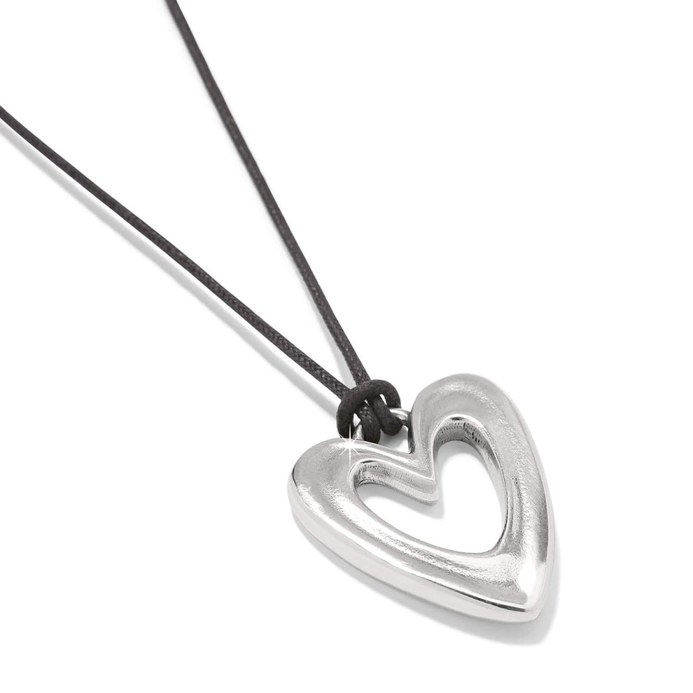 Brighton Cascade Open Heart Cord Necklace – Silver - Black - Juli's Wearable Art