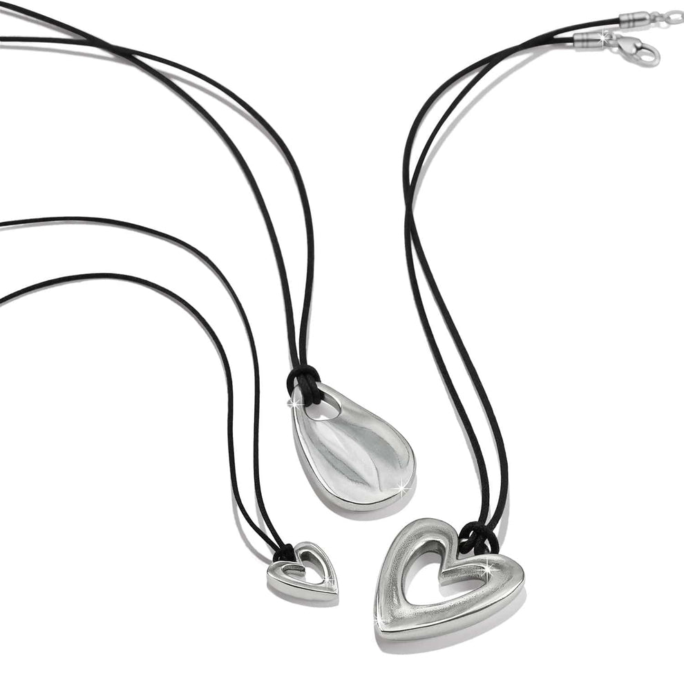 Brighton Cascade Open Heart Petite Cord Necklace – Silver - Black - Juli's Wearable Art