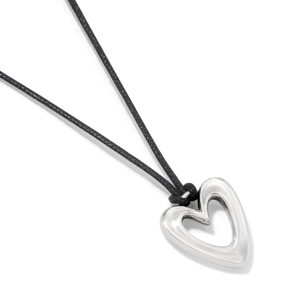 Brighton Cascade Open Heart Petite Cord Necklace – Silver - Black - Juli's Wearable Art