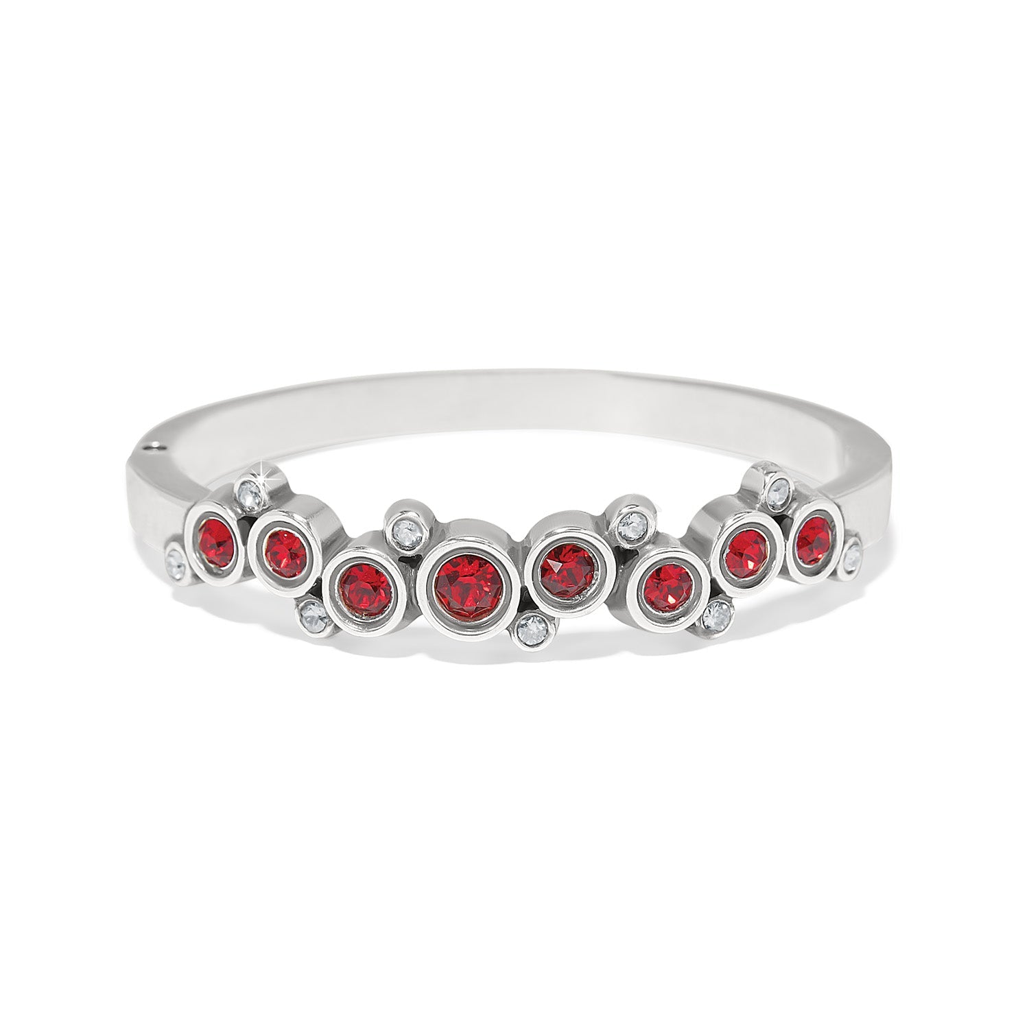 Brighton Constella Cluster Hinged Bangle - Silver & Red - Juli's Wearable Art