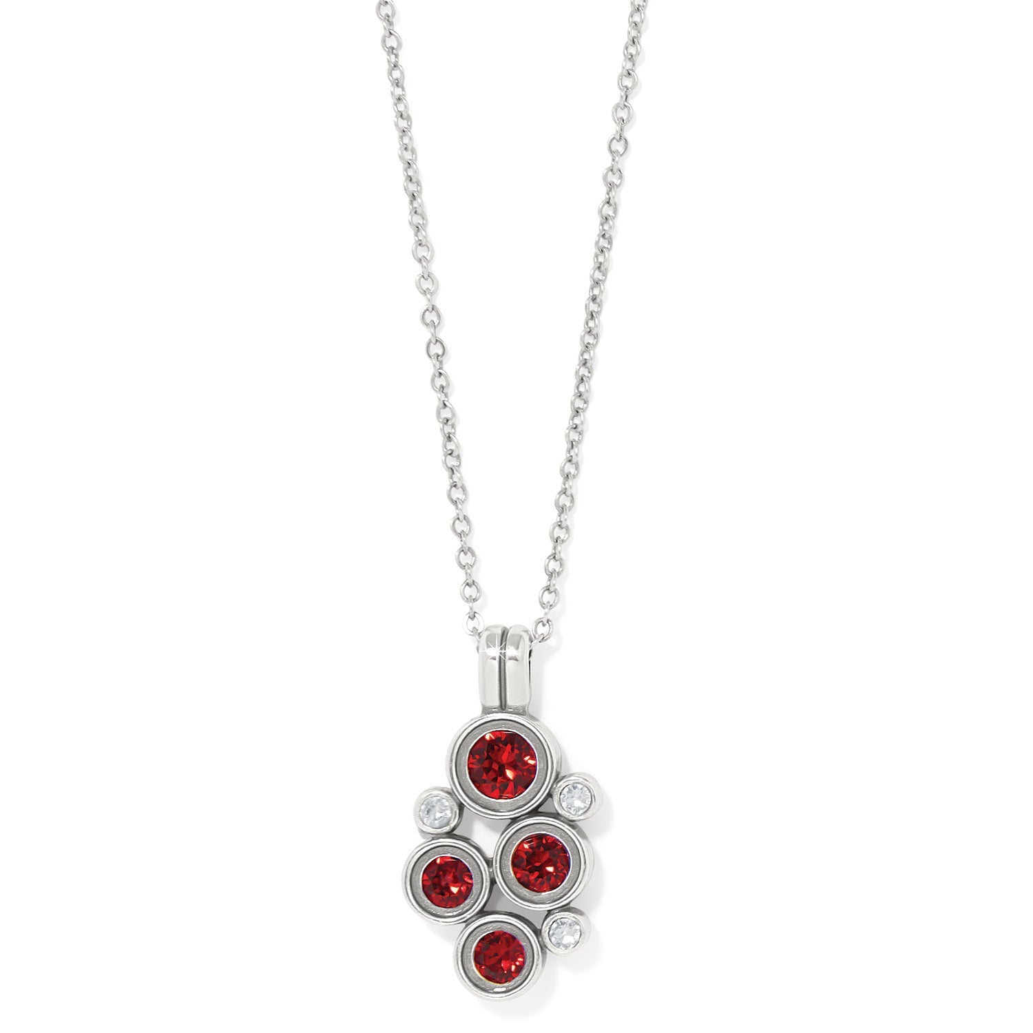 Brighton Constella Cluster Necklace - Silver & Red