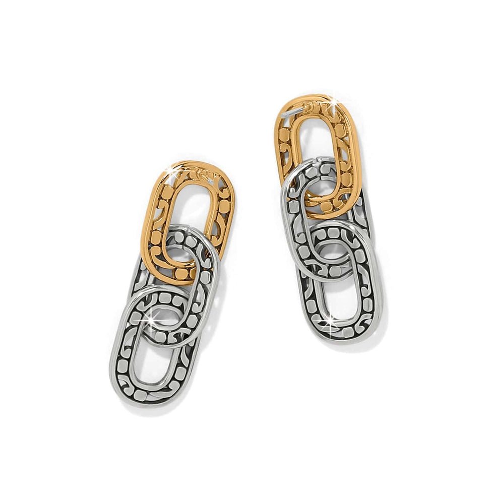Brighton Contempo Linx Duo Two Tone Post Drop Earrings – Silver - Gold - Juli's Wearable Art