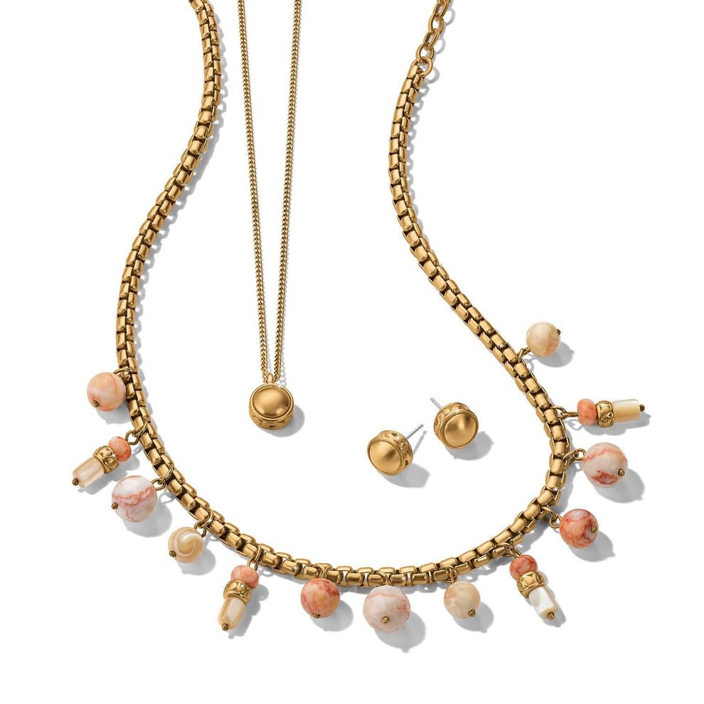 Brighton Contempo Nuevo Rosado Drop Necklace – Gold & Pink - Juli's Wearable Art