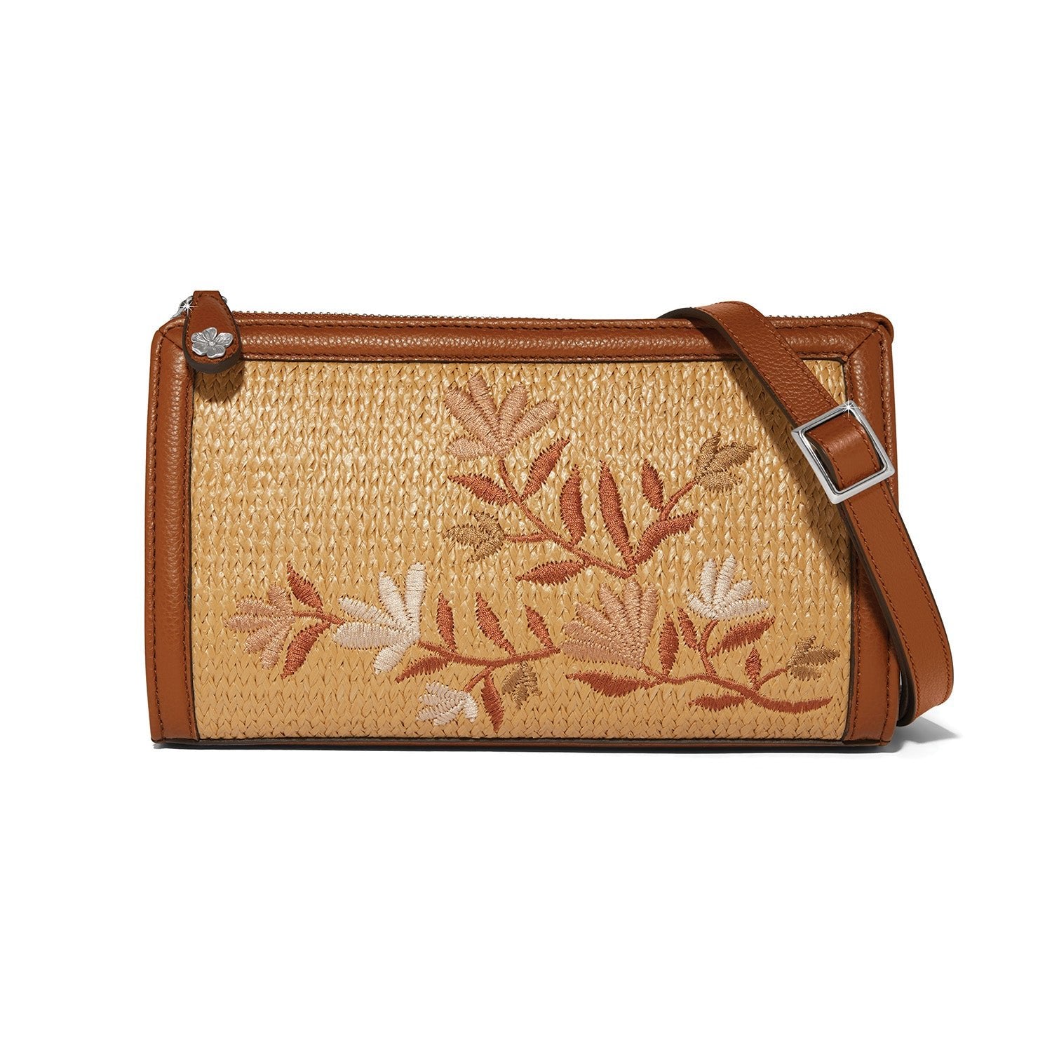 Brighton Everbloom Straw Cross Body Bag | Bourbon
