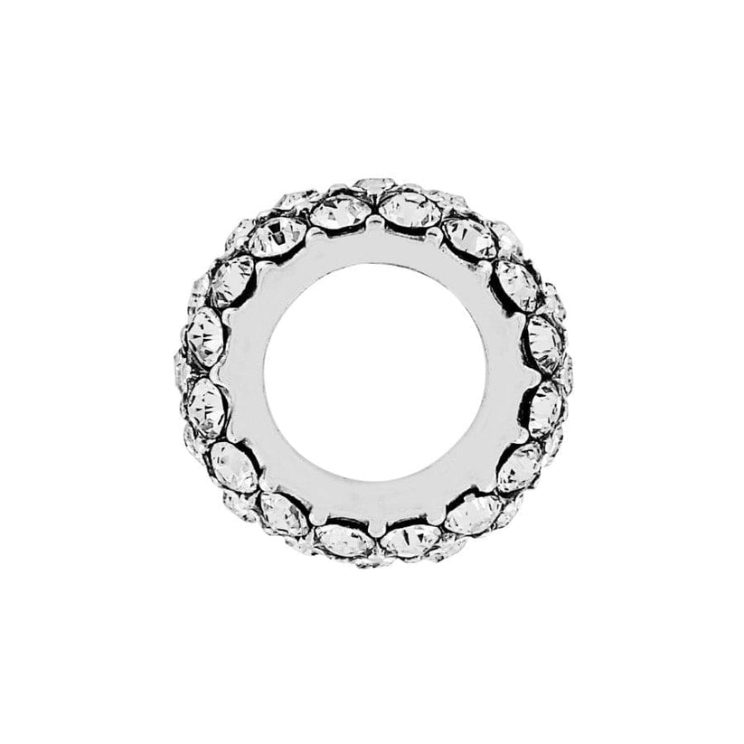 Brighton Glitter Spacer Bead | Silver & Clear Sparkle - Juli's Wearable Art