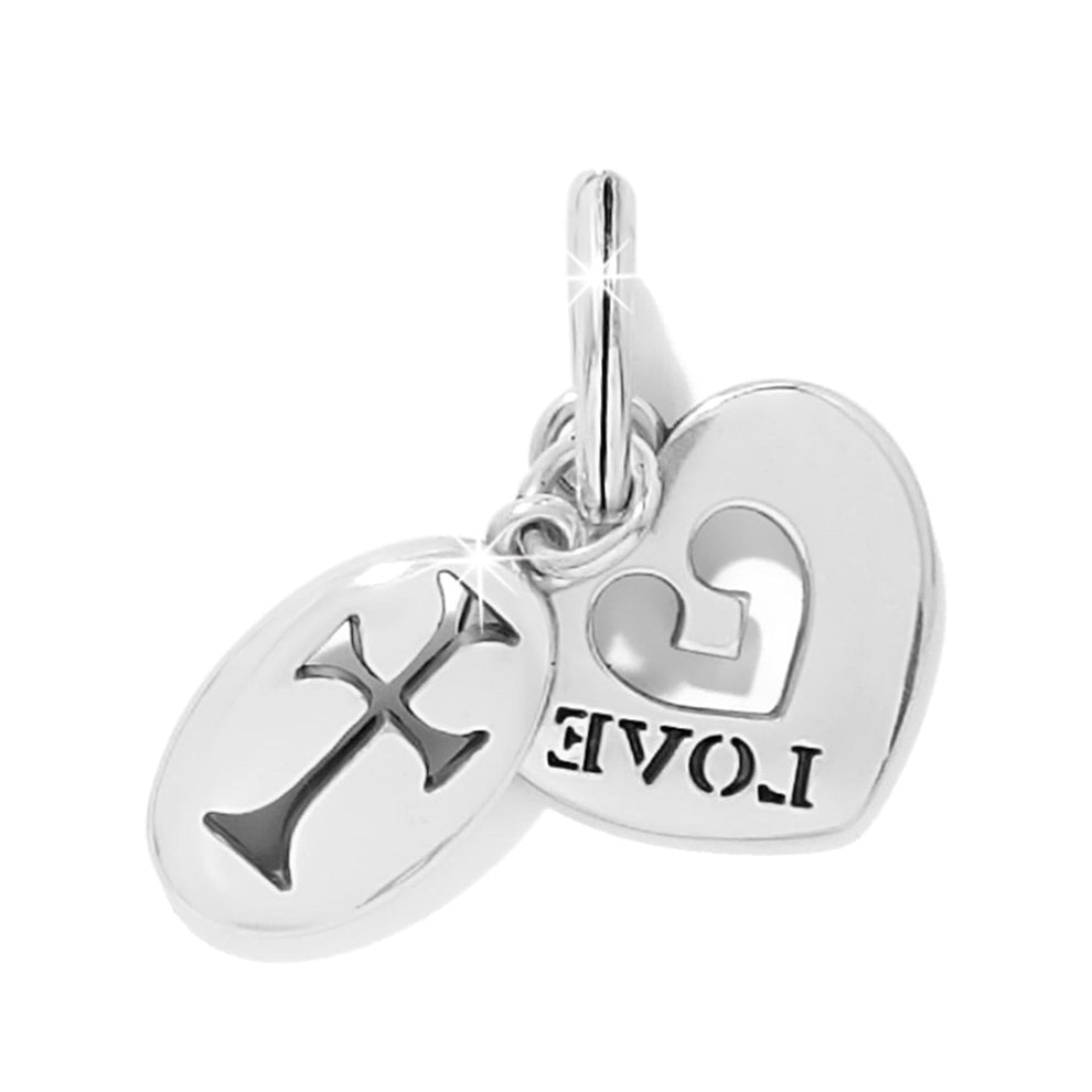 Brighton Hearts of Faith Charm – Silver Crystal Love Design - Juli's Wearable Art