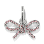 Brighton Illumina Bow Charm – Crystal Silver & Pink - Juli's Wearable Art