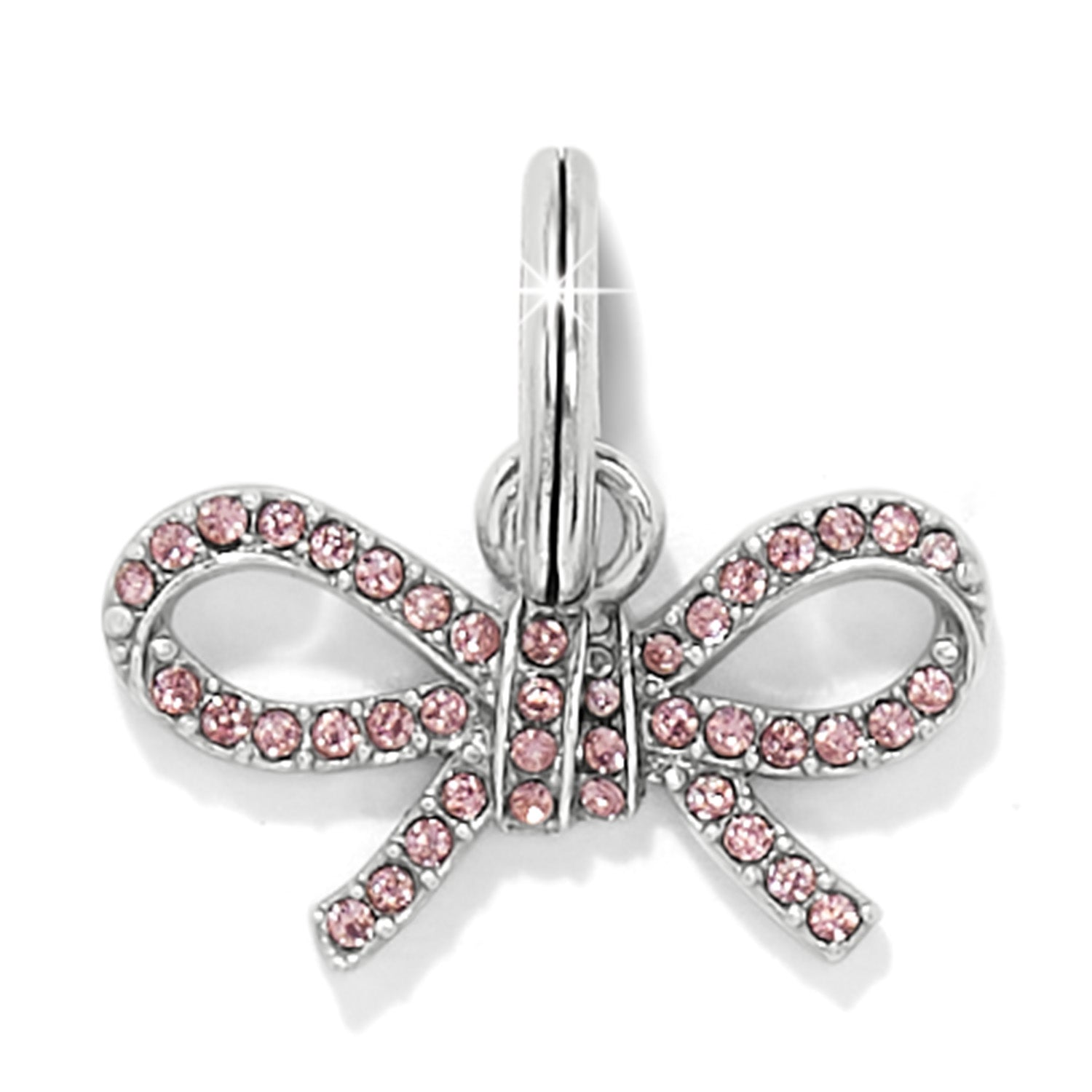 Brighton Illumina Bow Charm – Crystal Silver & Pink - Juli's Wearable Art