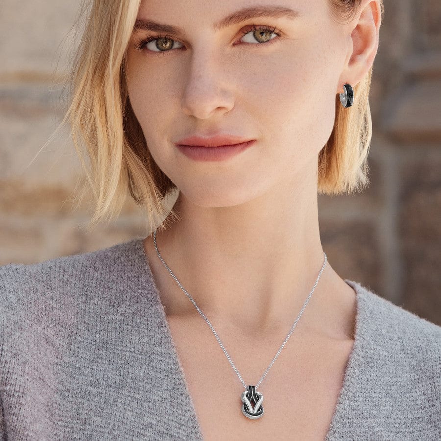 Brighton Interlok Harmony Black Petite Necklace – Silver - Black - Juli's Wearable Art