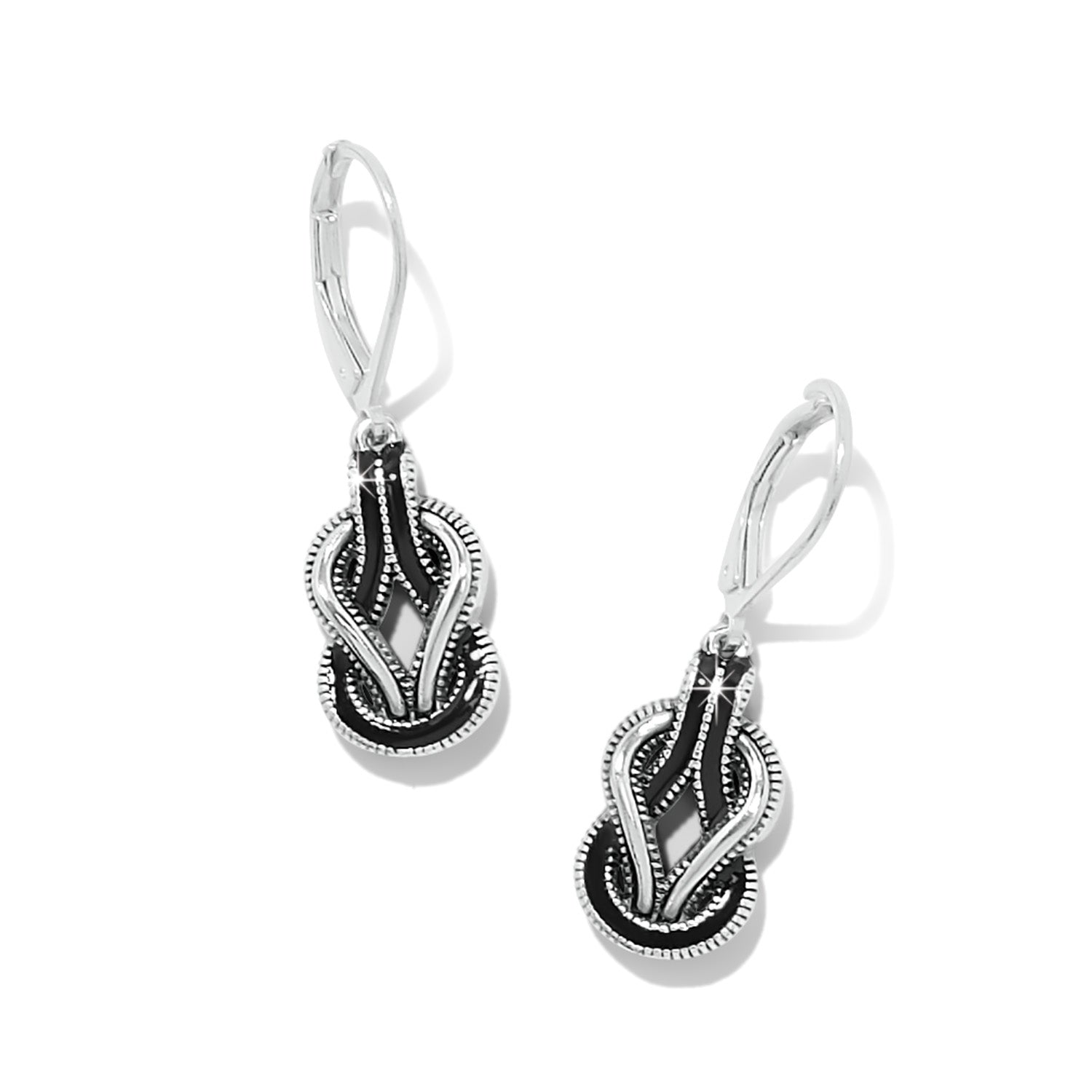 Brighton Interlok Harmony Leverback Earrings - Silver & Black - Juli's Wearable Art